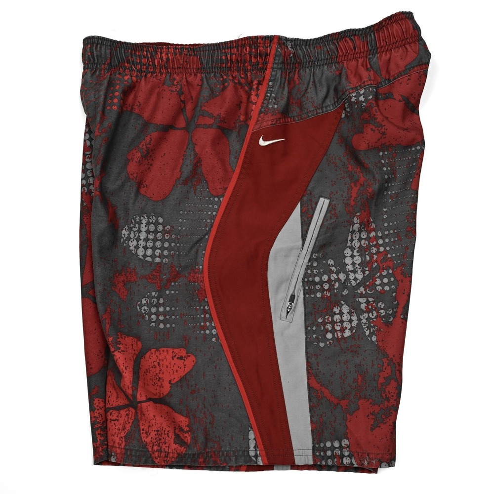 Nike Floral Beach Shorts Large/XL Embroidered‎ Logo Y2K Swim Retro Mesh Lined